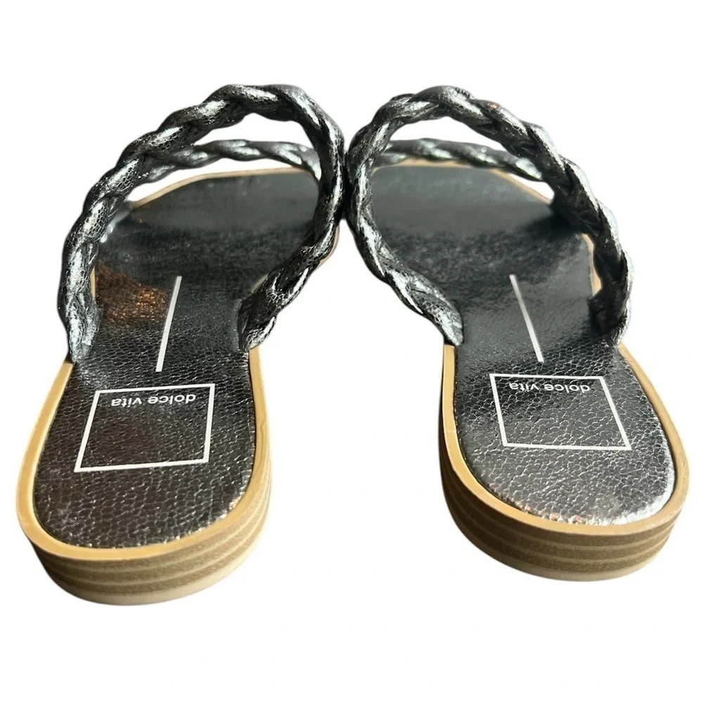 Dolce Vita Stella Silver gun metal Metallic Indy double braided Sandals size 6
